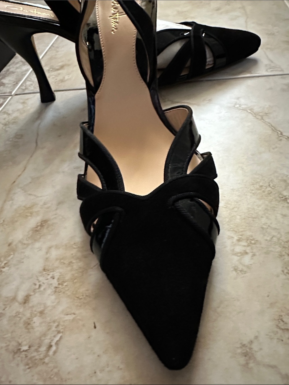 Cole Haan Black Pointed-Toe Slingback Heels - Picture 3 of 5